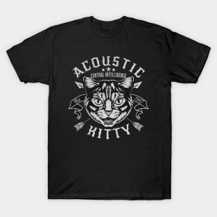 Acoustic Kitty CIA Inspired Retro Spy Cat Emblem Art Design T-Shirt